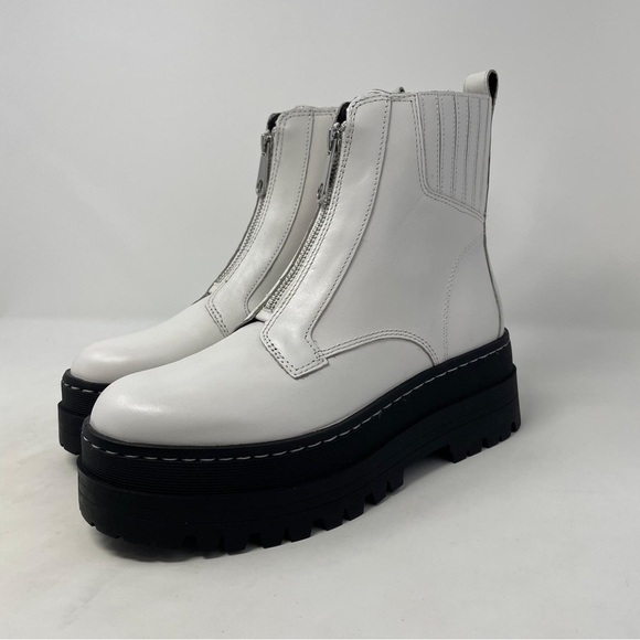 Marc Fisher Prisco Lug Sole Platform Boot Leather Cream Ivory White - NWT - Picture 8 of 13